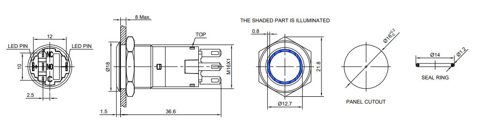 IP68 push button