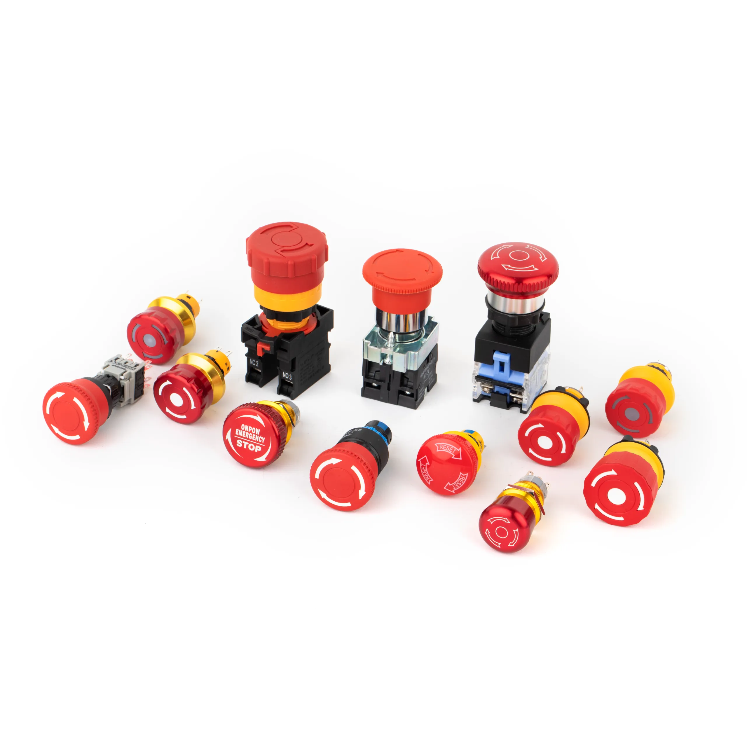 Emergency stop push button for industrial equipment