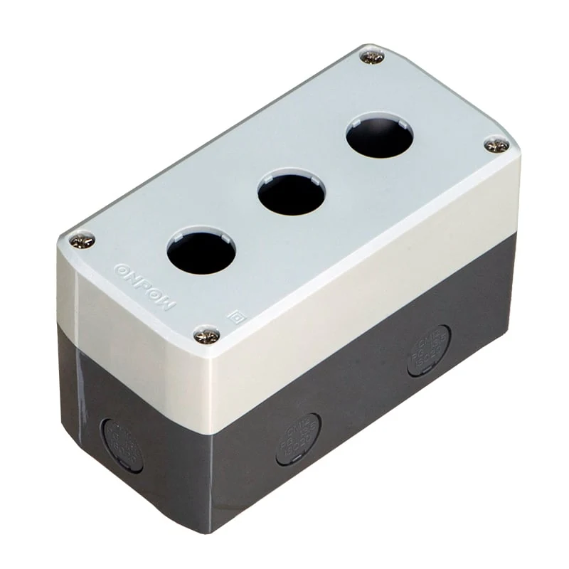 ONPOW plastic push-button box with three 22 mm openings