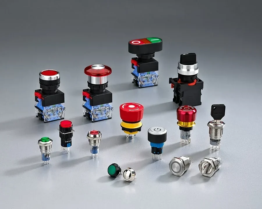 ONPOW metal push-button operator family for confirmed control-circuit selection