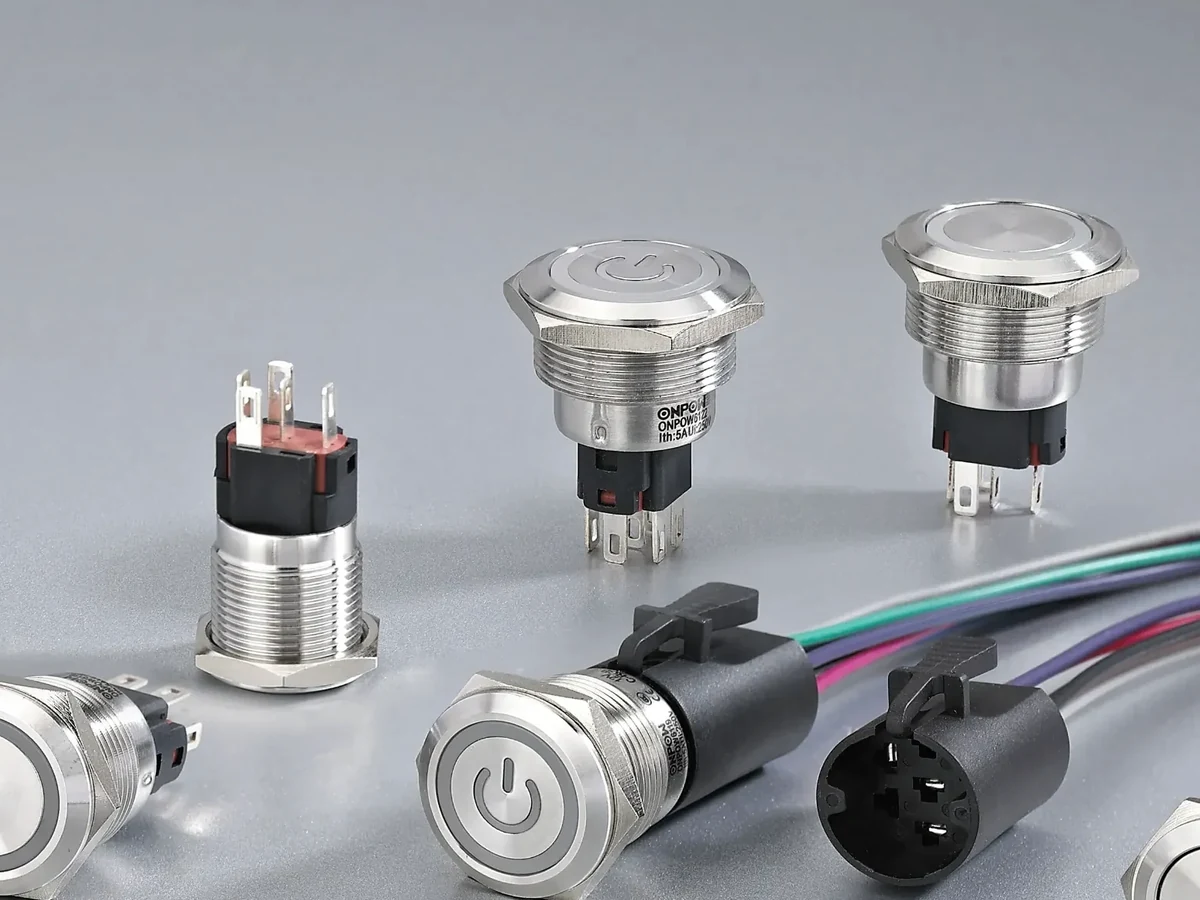 ONPOW metal push-button operators for reviewing a 5/8-inch mounting description