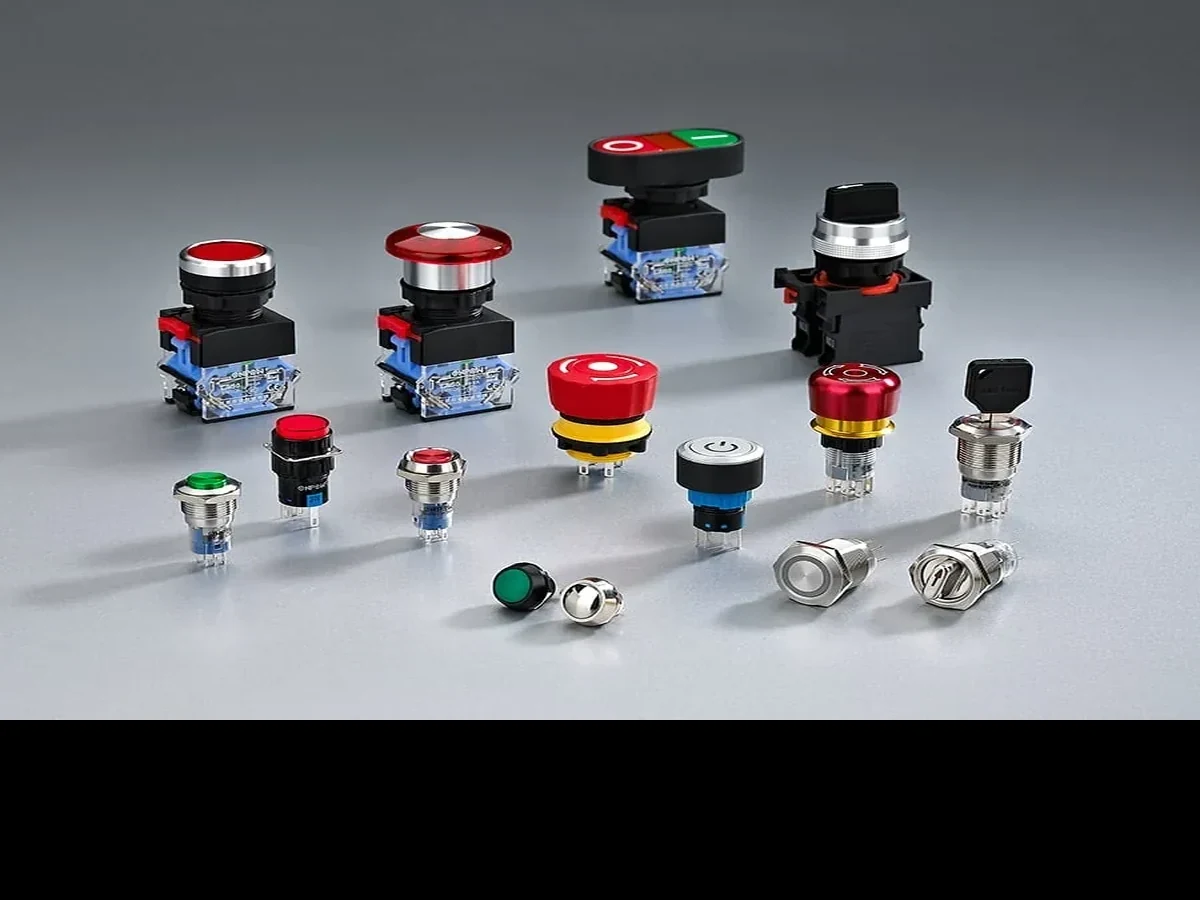 ONPOW metal push-button product-family view for a drawing-confirmed panel selection