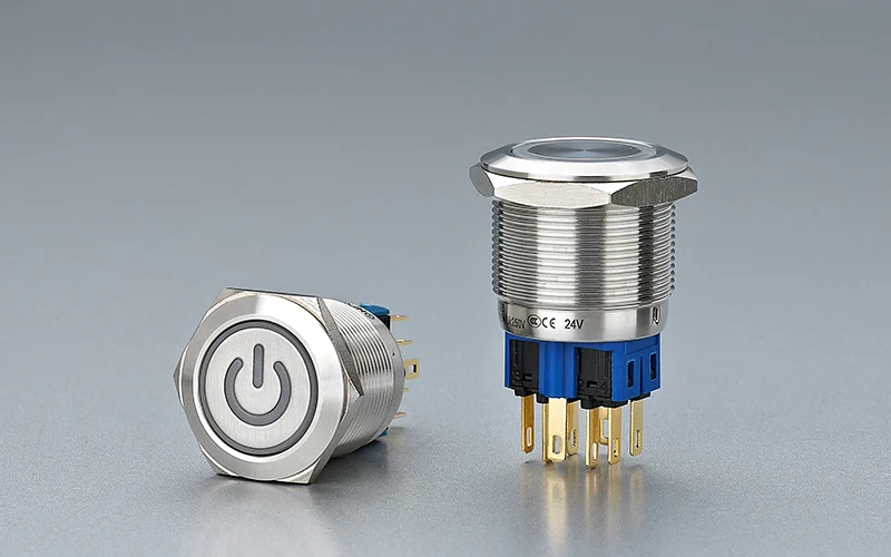 ONPOW GQ22 metal push button series shown as a candidate path for a documented IP65 or made-to-order IP67 requirement.