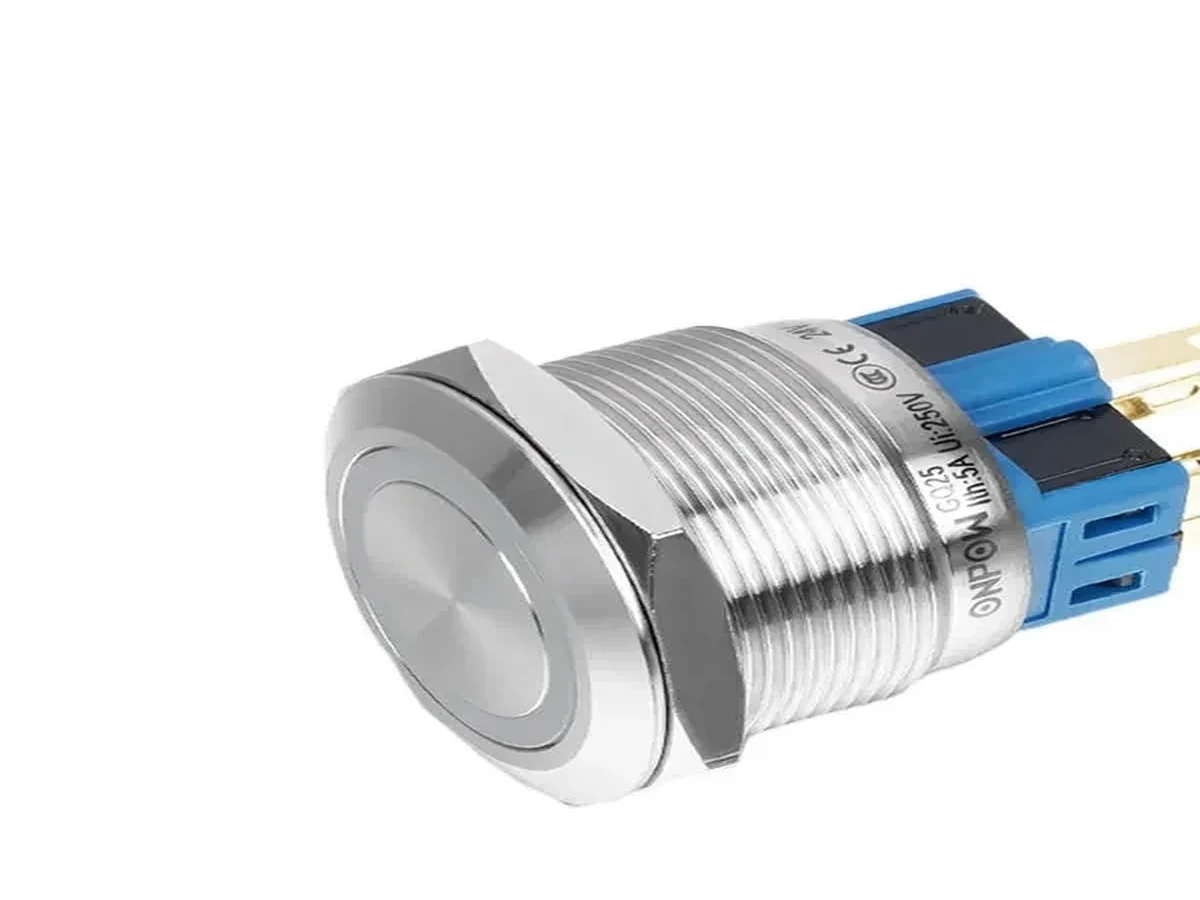 Metal push-button bodies and rear connections for terminal and configuration review