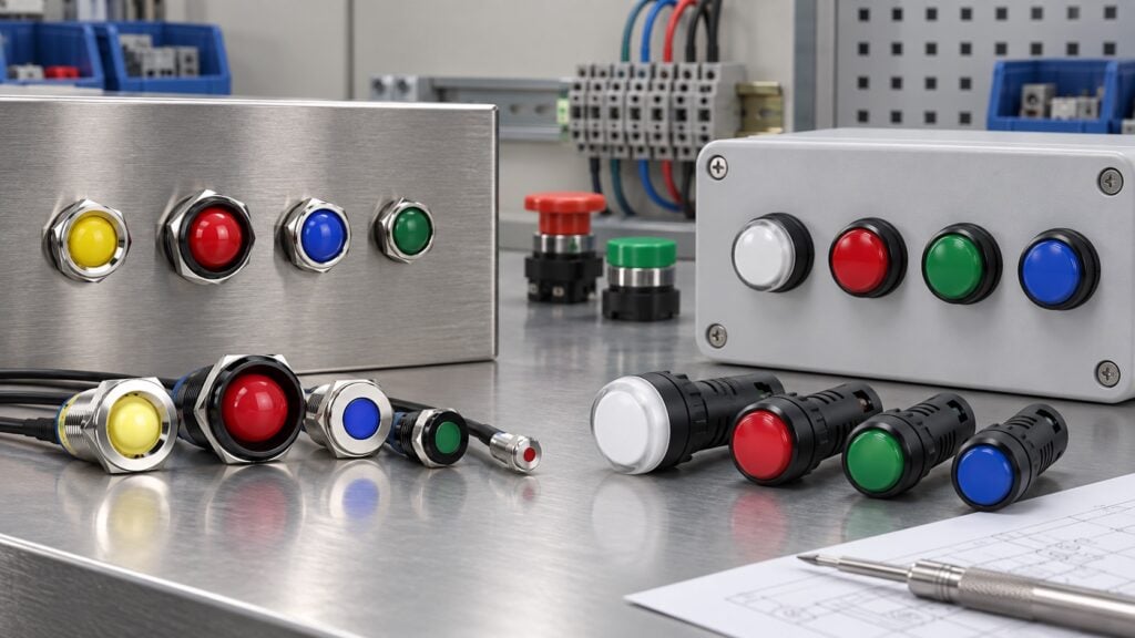 Metal vs Plastic Indicator Light Housings for Industrial Panels