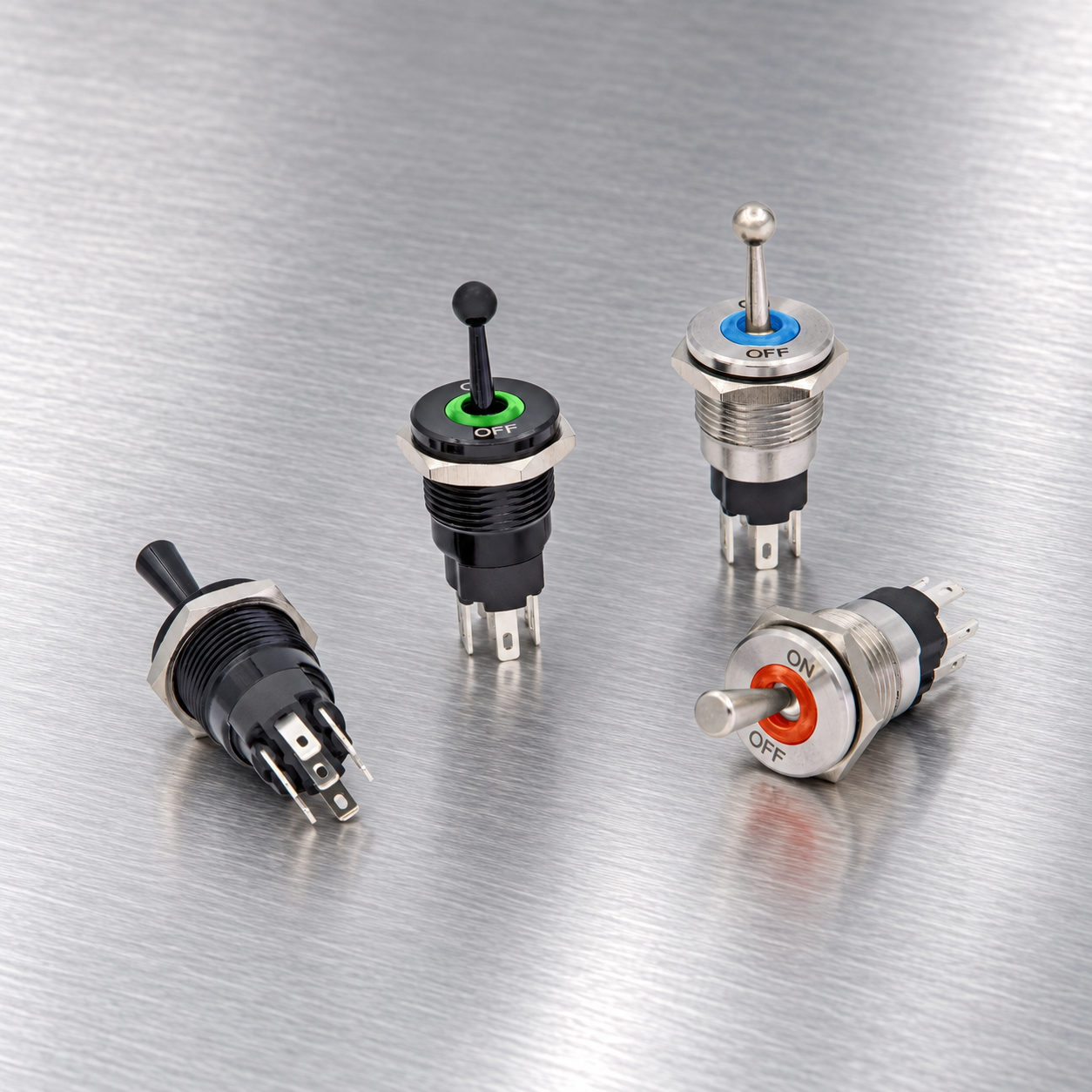 2-Pin, 3-Pin, 4-Pin and 6-Pin Toggle Switches Compared — ONPOW7116 toggle switch 2-Pin, 3-Pin, 4-Pin and 6-Pin Toggle Switches Compared — ONPOW7116 toggle switch product view 1