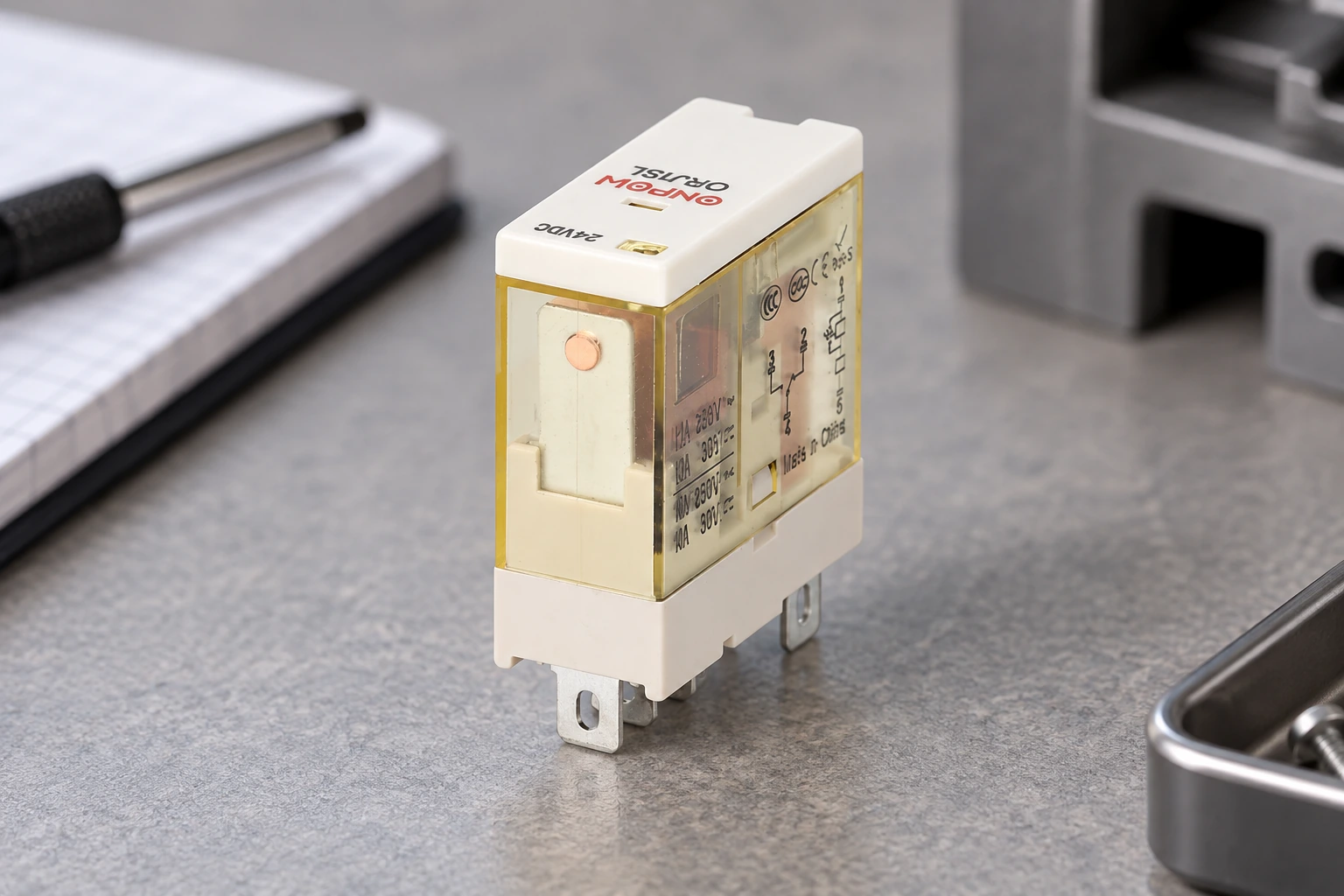 ONPOW relay reference example for relay failure modes: coil, contacts and mechanical wear, component detail