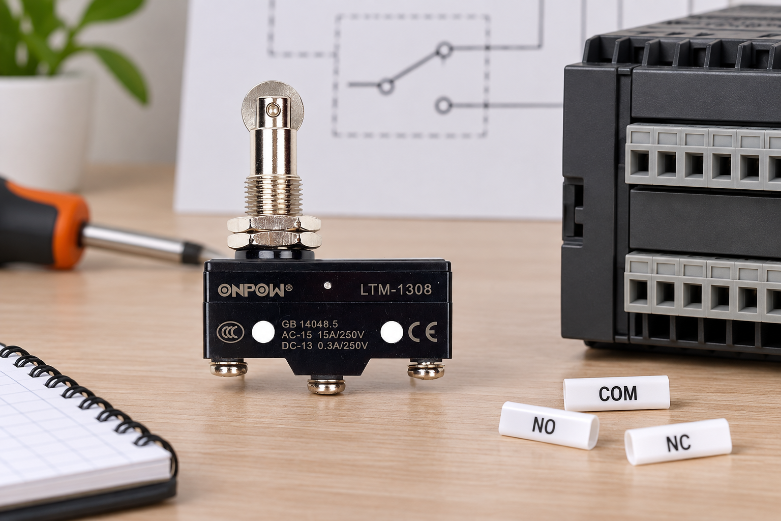 Micro Switch Wiring Diagram: COM, NO and NC Terminals — body2 ONPOW micro switch reference example for micro switch wiring diagram: com, no and nc terminals, installation planning
