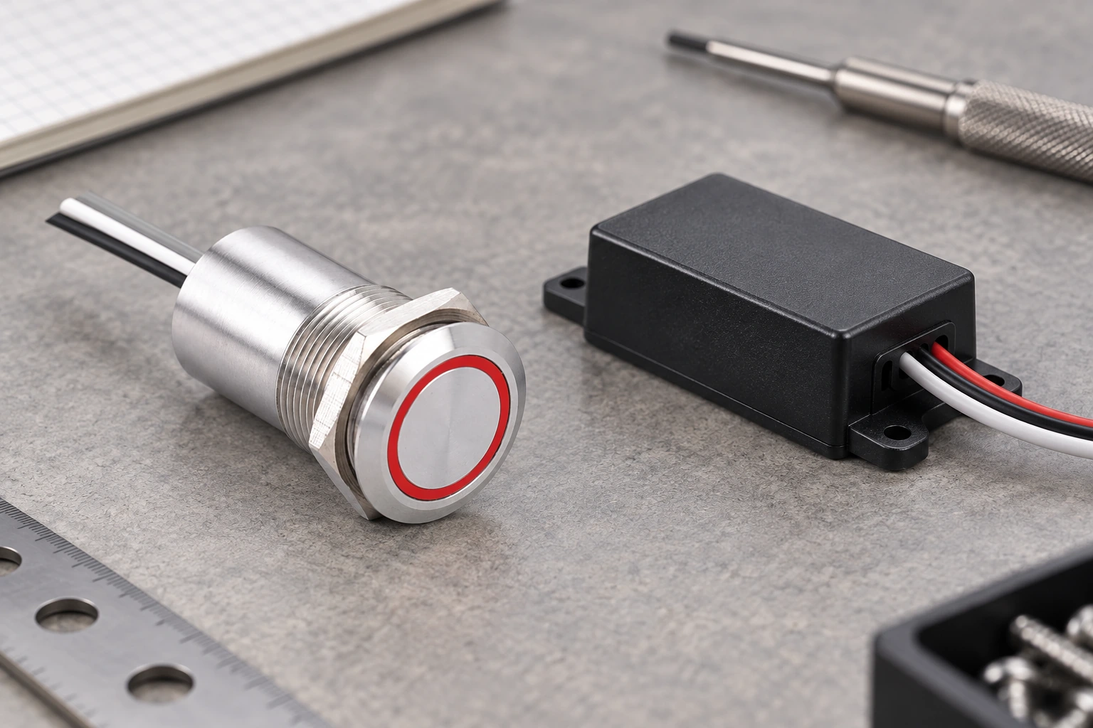 Momentary vs Latching Capacitive Touch Switches — body1 ONPOW capacitive reference example for momentary vs latching capacitive touch switches, component detail
