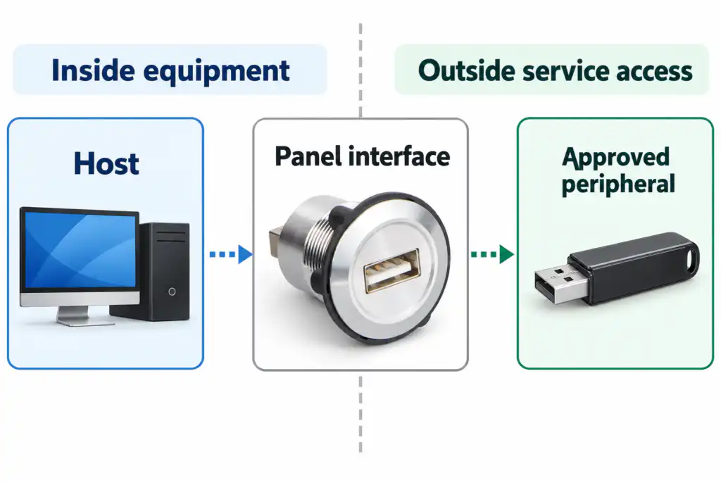 Panel-Mount USB Connectors for Machine Service Access