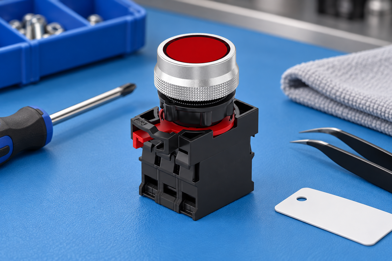 Replacing a Push Button Contact Block Without Changing the Operator — inspection and specification detail