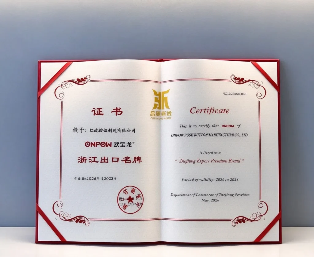 ONPOW | Zhejiang Export Famous Brand — The Province’s Only Specialized Export Brand Focused on Industrial Push Buttons