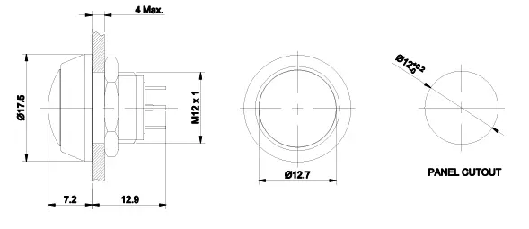 small metal push button switch